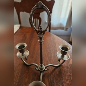 Silver ornate tabletop candelabra